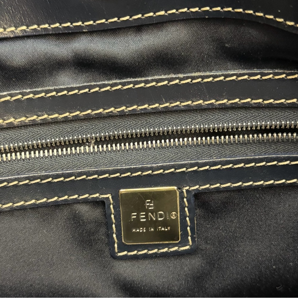 Fendi Zucca Canvas Tote Bag with Leather Trim Navy & Gray‎ - Picture 9 of 12